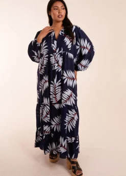 Blue Vanilla Navy Curve Relaxed Floral Maxi Dress