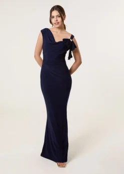 Blue Vanilla Navy Maxi Dress With Metal Detailing