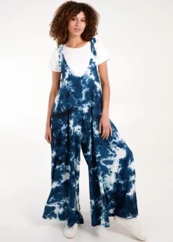 Blue Vanilla Navy Tie Dye Wide Leg Jumpsuit