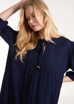 Blue Vanilla Navy Tiered Smock Dress