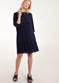 Blue Vanilla Navy Tiered Smock Dress
