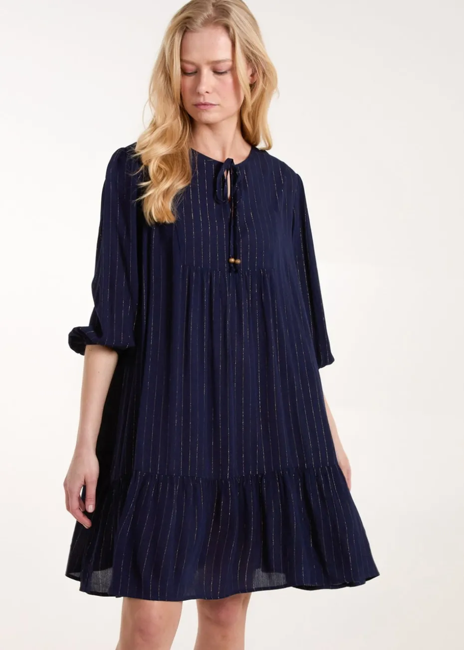 Blue Vanilla Navy Tiered Smock Dress