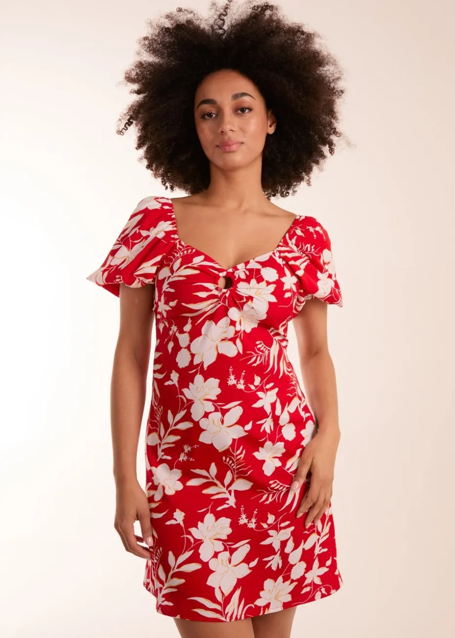 Blue Vanilla Red Ring Detail Mini Dress