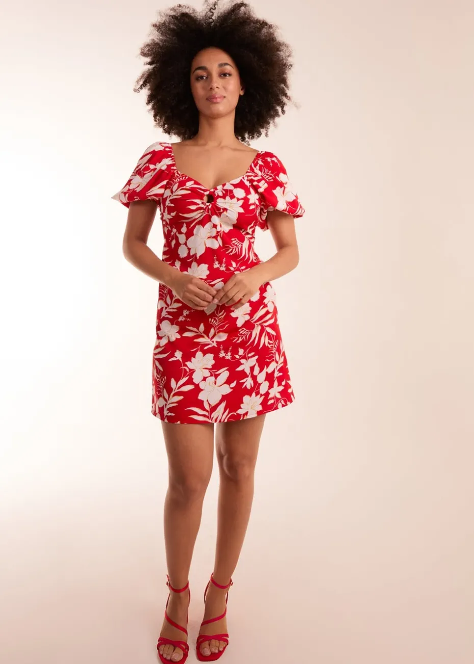 Blue Vanilla Red Ring Detail Mini Dress