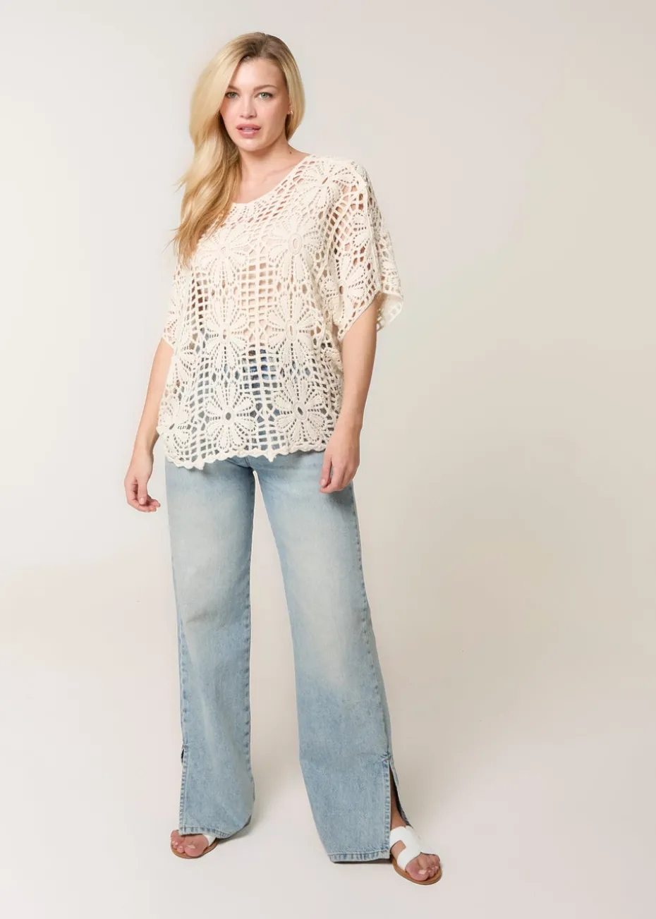 Blue Vanilla Stone Daisy Crotchet Top