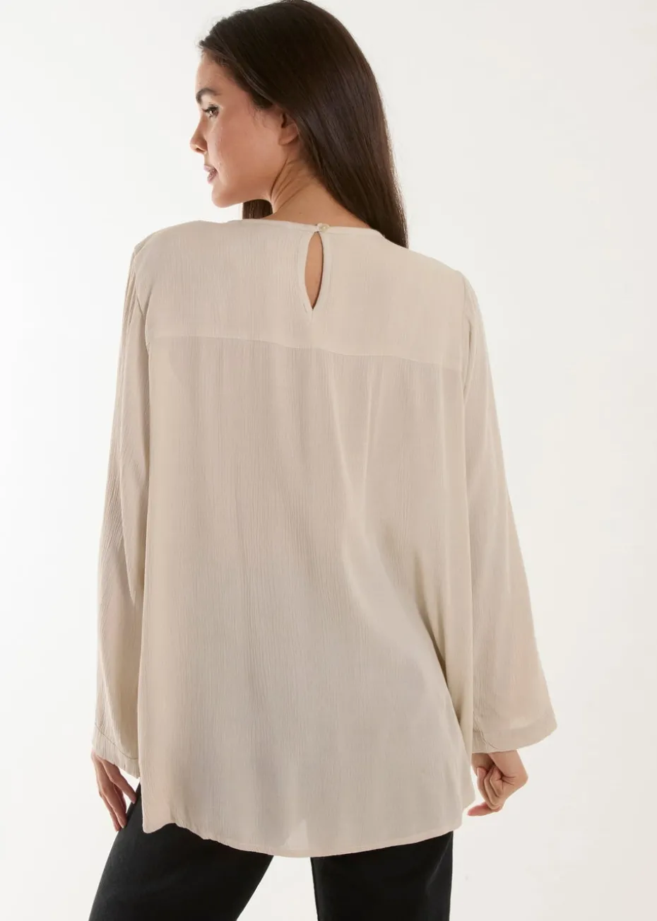 Blue Vanilla Stone Embroidered Top