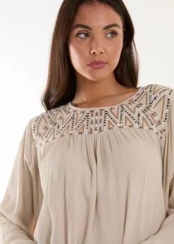 Blue Vanilla Stone Embroidered Top