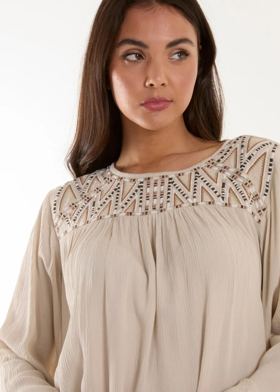 Blue Vanilla Stone Embroidered Top