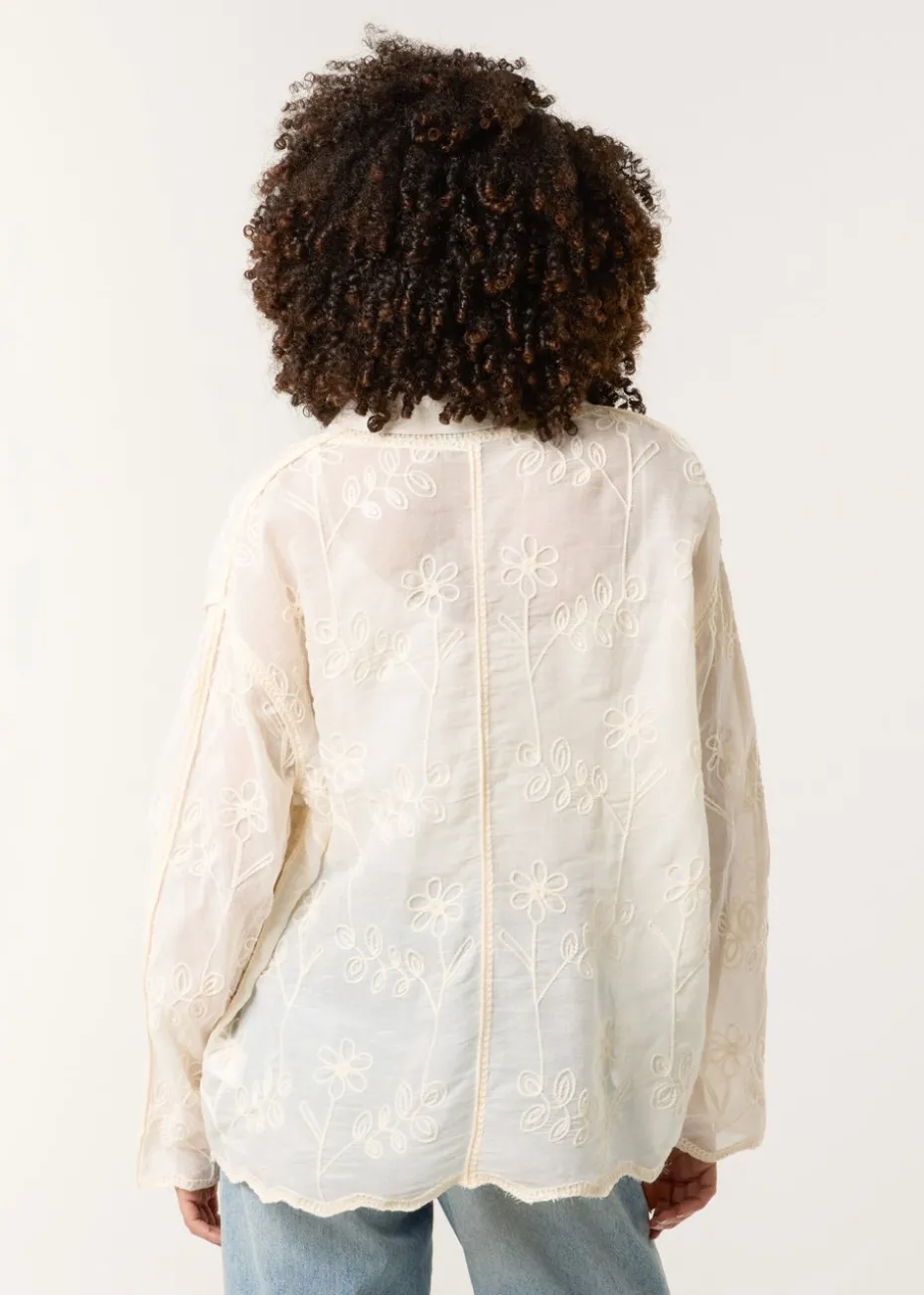 Blue Vanilla Stone Flower Print Shirt