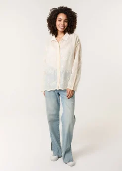 Blue Vanilla Stone Flower Print Shirt