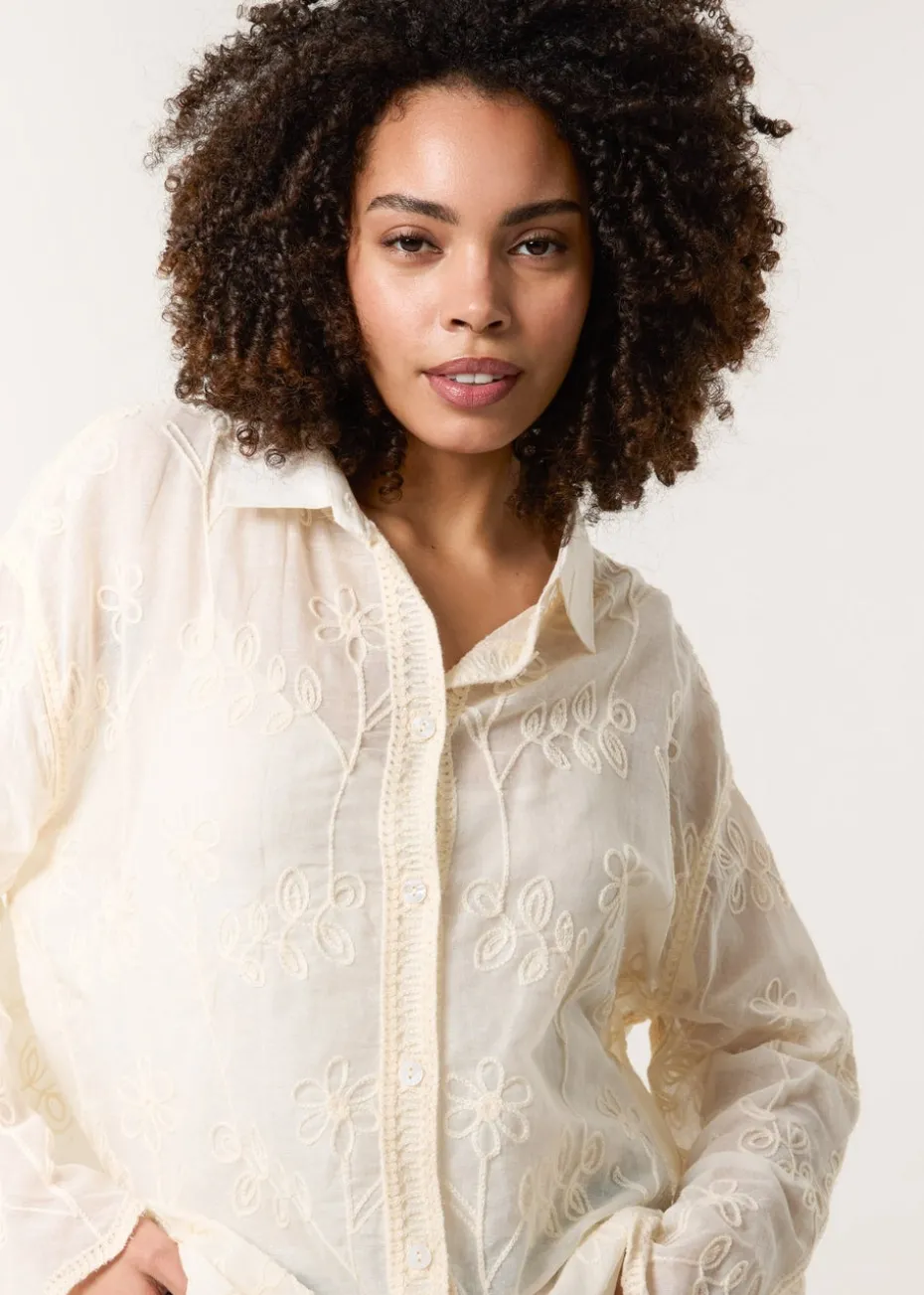 Blue Vanilla Stone Flower Print Shirt