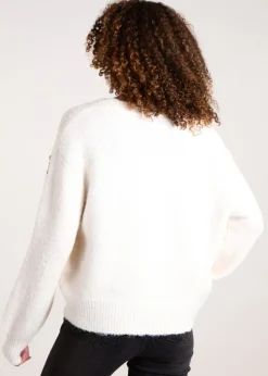 Blue Vanilla Stone Flower Embroidery Cardigan