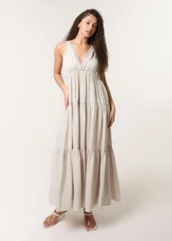 Blue Vanilla Stone Maxi V Neck Dress