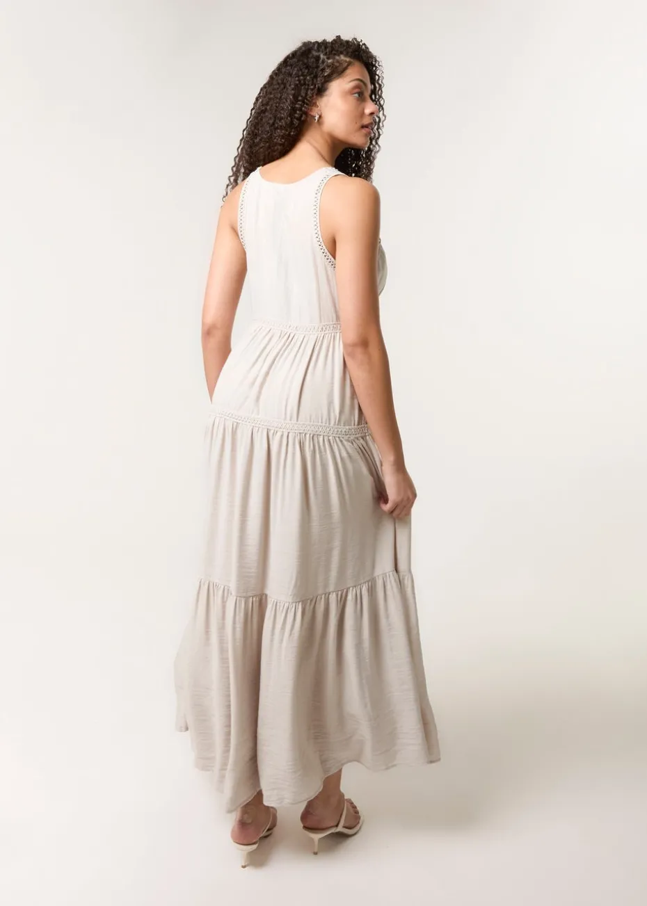 Blue Vanilla Stone Maxi V Neck Dress