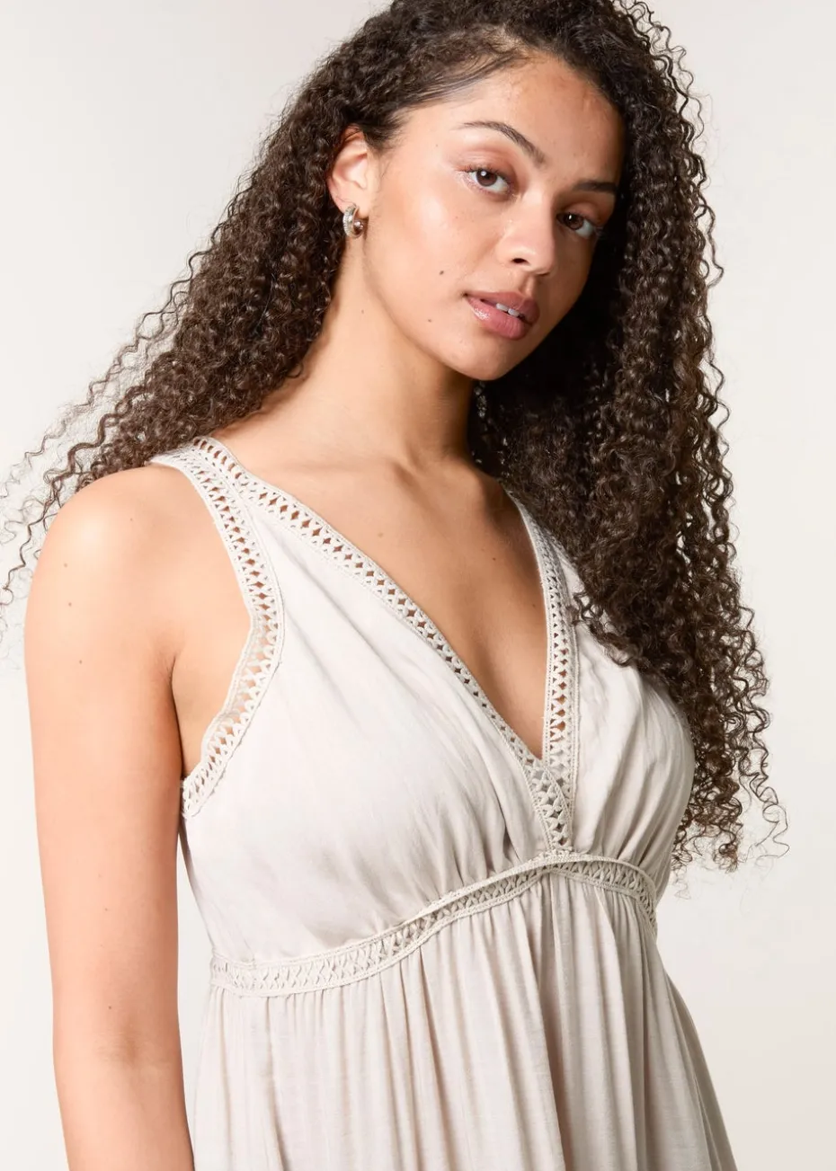 Blue Vanilla Stone Maxi V Neck Dress