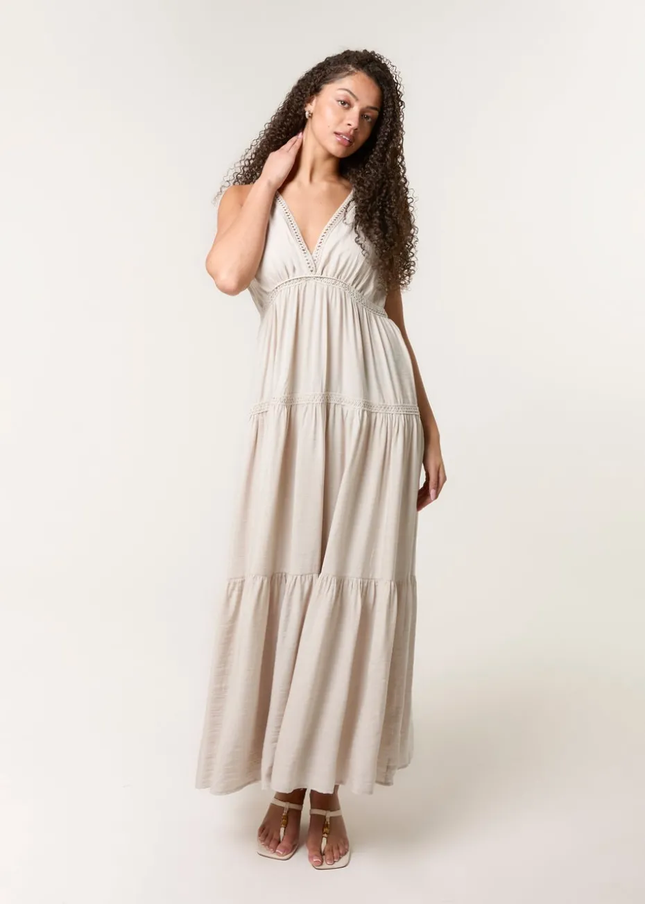 Blue Vanilla Stone Maxi V Neck Dress