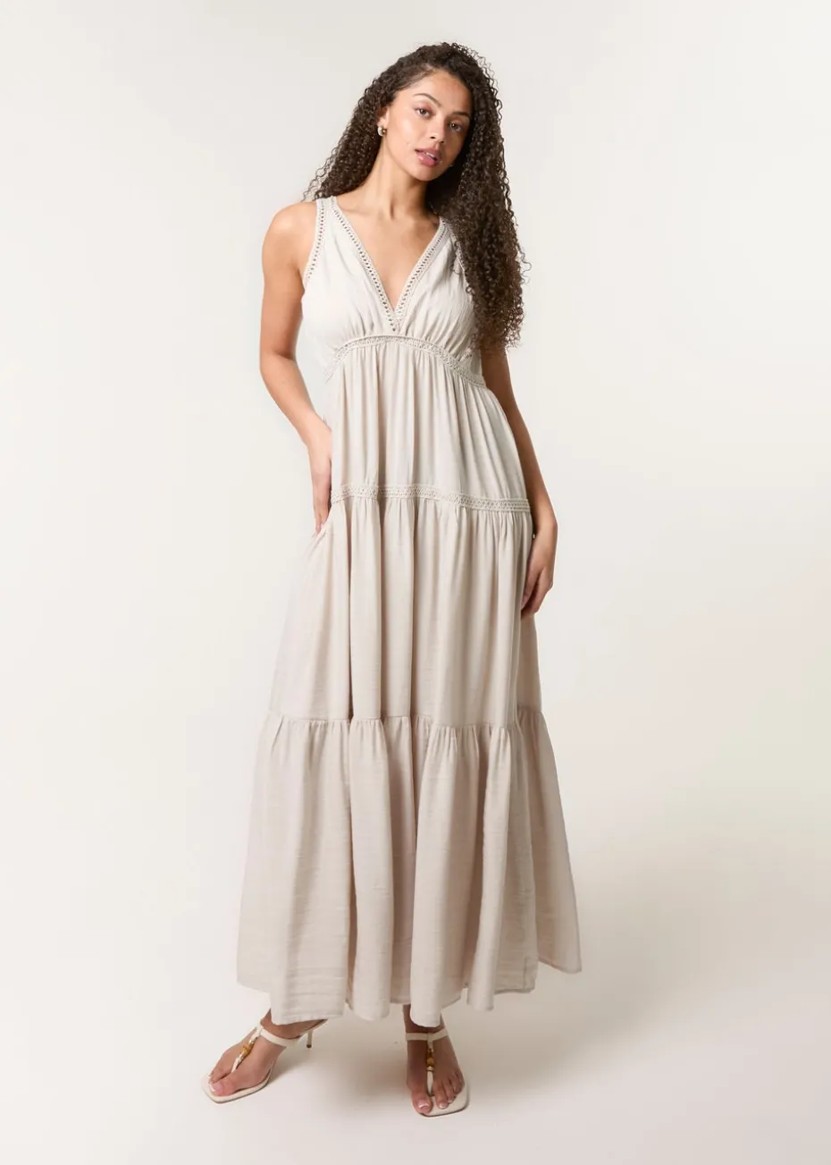 Blue Vanilla Stone Maxi V Neck Dress