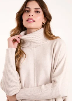 Blue Vanilla Stone Roll Neck Pocket Jumper