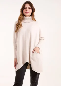 Blue Vanilla Stone Roll Neck Pocket Jumper