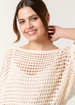 Blue Vanilla Stone Round Neck Net Top