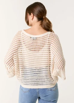 Blue Vanilla Stone Round Neck Net Top