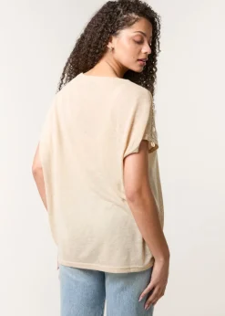 Blue Vanilla Stone Shell Trim Oversized Top