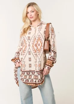 Blue Vanilla Stone Shirt With Geometric Print