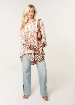 Blue Vanilla Stone Shirt With Geometric Print