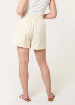 Blue Vanilla Stone Shorts With Pleated Design