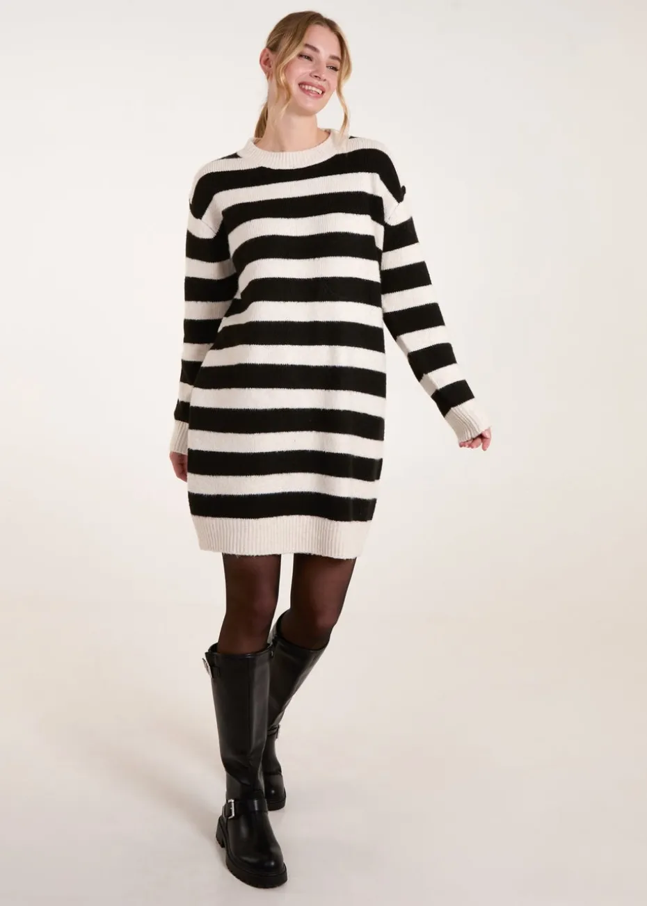 Blue Vanilla Stone Wide Stripe Crew Neck Jumper Dress