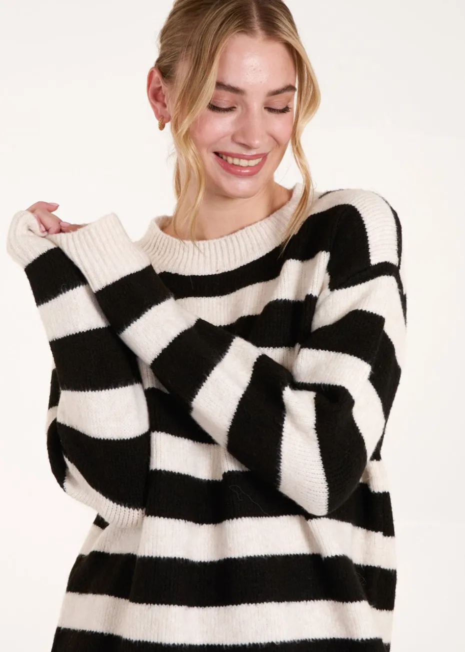 Blue Vanilla Stone Wide Stripe Crew Neck Jumper Dress