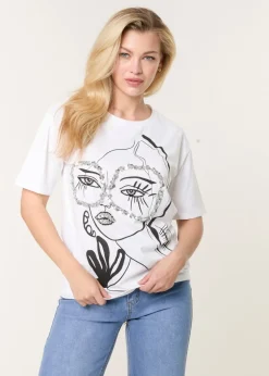 Blue Vanilla White Abstract Girl Print T-Shirt