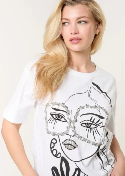 Blue Vanilla White Abstract Girl Print T-Shirt