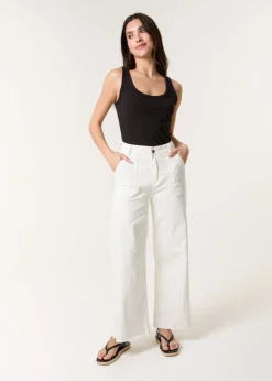 Blue Vanilla White Cropped Wide Leg Denim Jeans