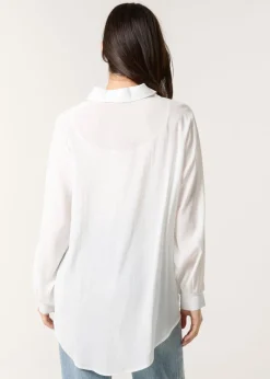 Blue Vanilla White Diamante Detailed Classic Shirt