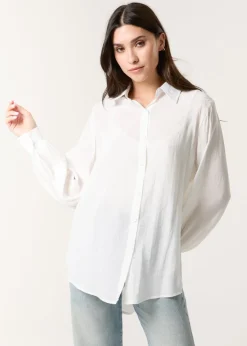 Blue Vanilla White Diamante Detailed Classic Shirt