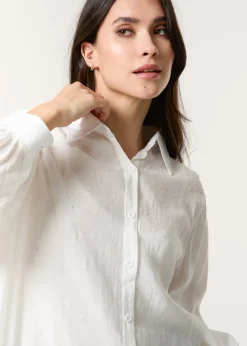 Blue Vanilla White Diamante Detailed Classic Shirt