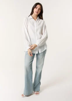 Blue Vanilla White Diamante Detailed Classic Shirt