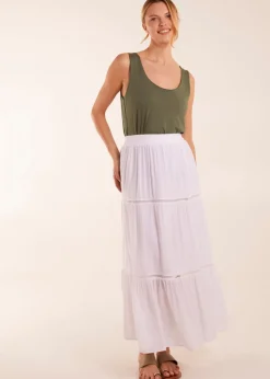 Blue Vanilla White Ladder Trim Maxi Skirt