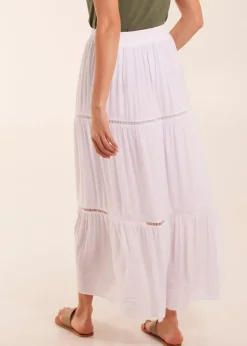 Blue Vanilla White Ladder Trim Maxi Skirt
