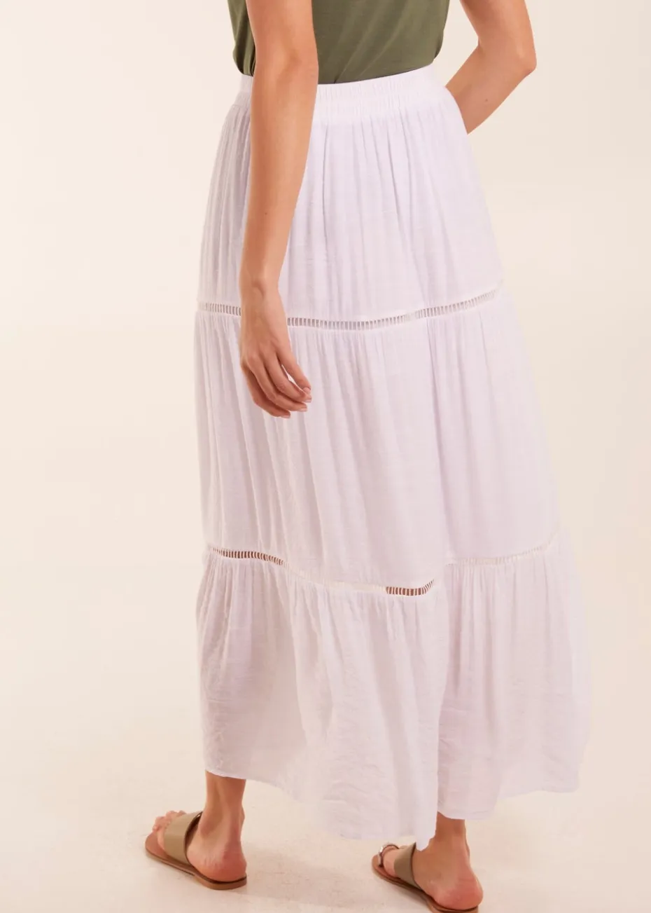 Blue Vanilla White Ladder Trim Maxi Skirt
