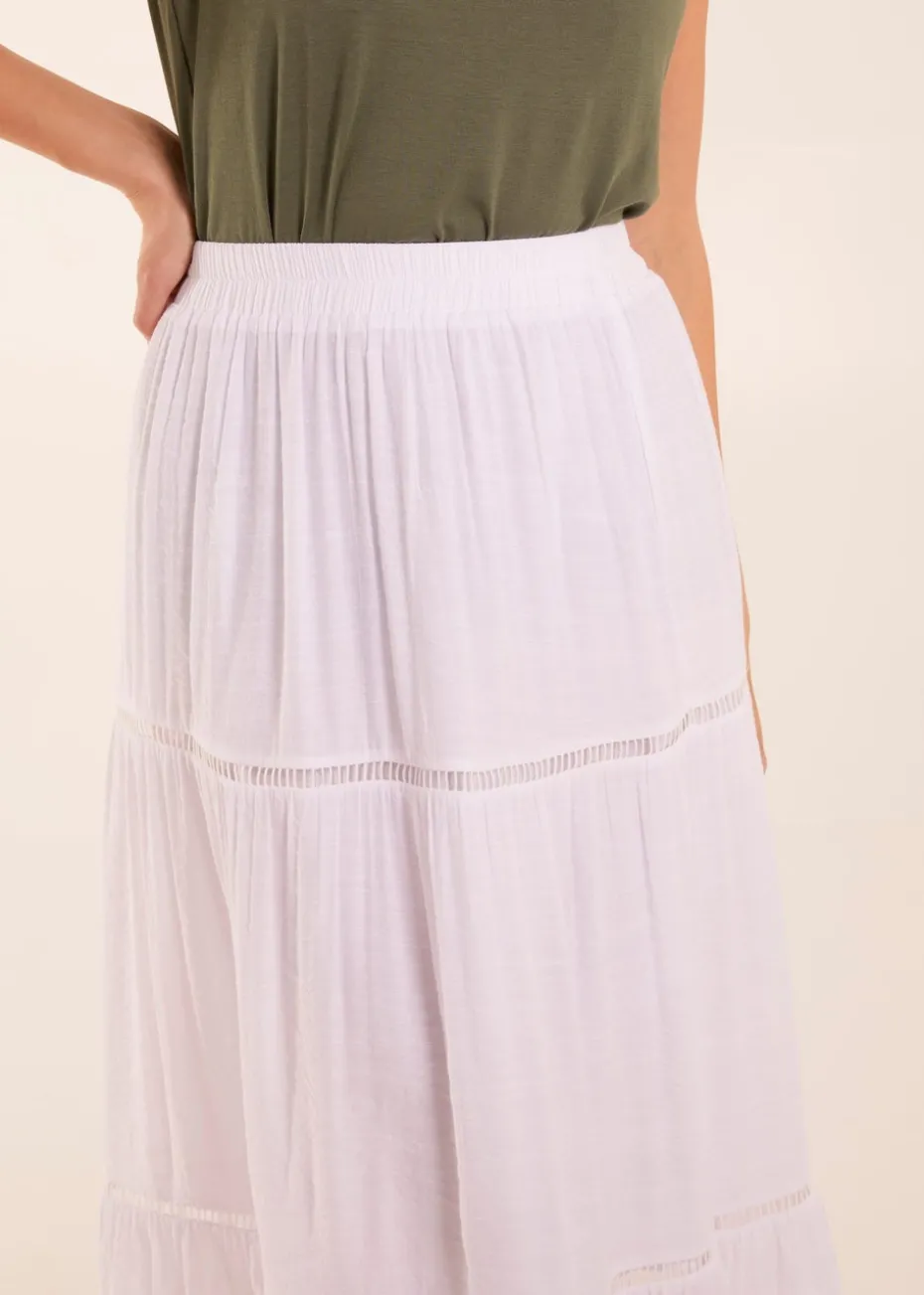 Blue Vanilla White Ladder Trim Maxi Skirt