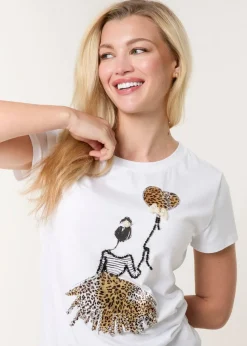 Blue Vanilla White Leopard Print Balloon Top