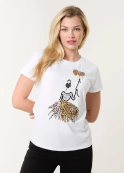 Blue Vanilla White Leopard Print Balloon Top