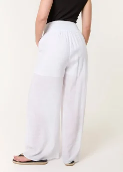 Blue Vanilla White Shirred Trouser