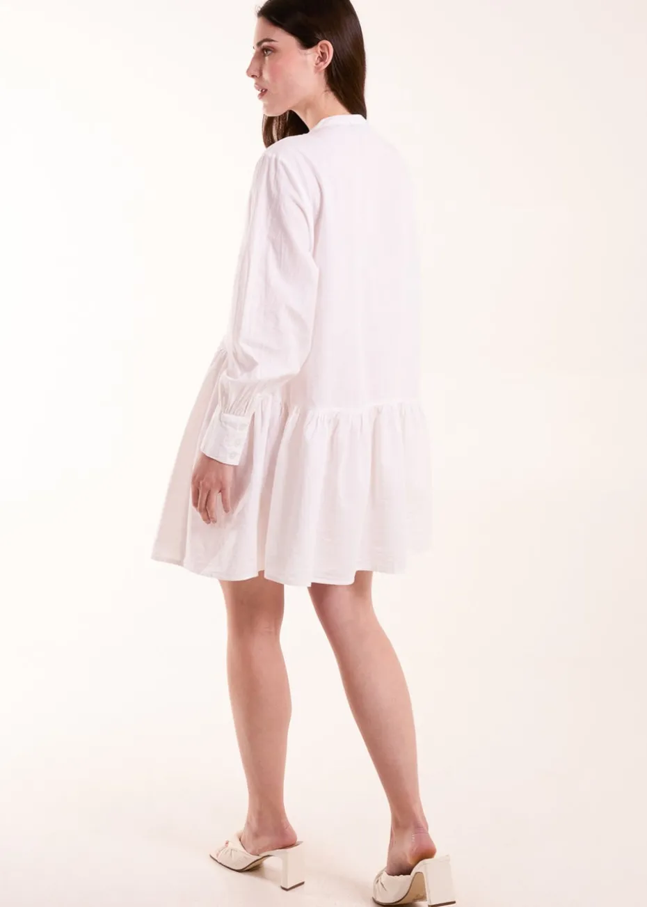 Blue Vanilla White Tiered Shirt Mini Dress