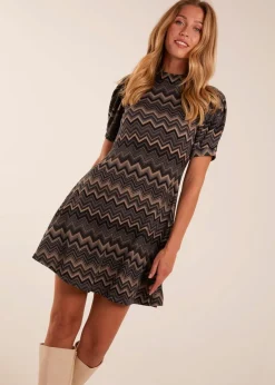 Blue Vanilla Zig Zag Printed Smock Mini Dress