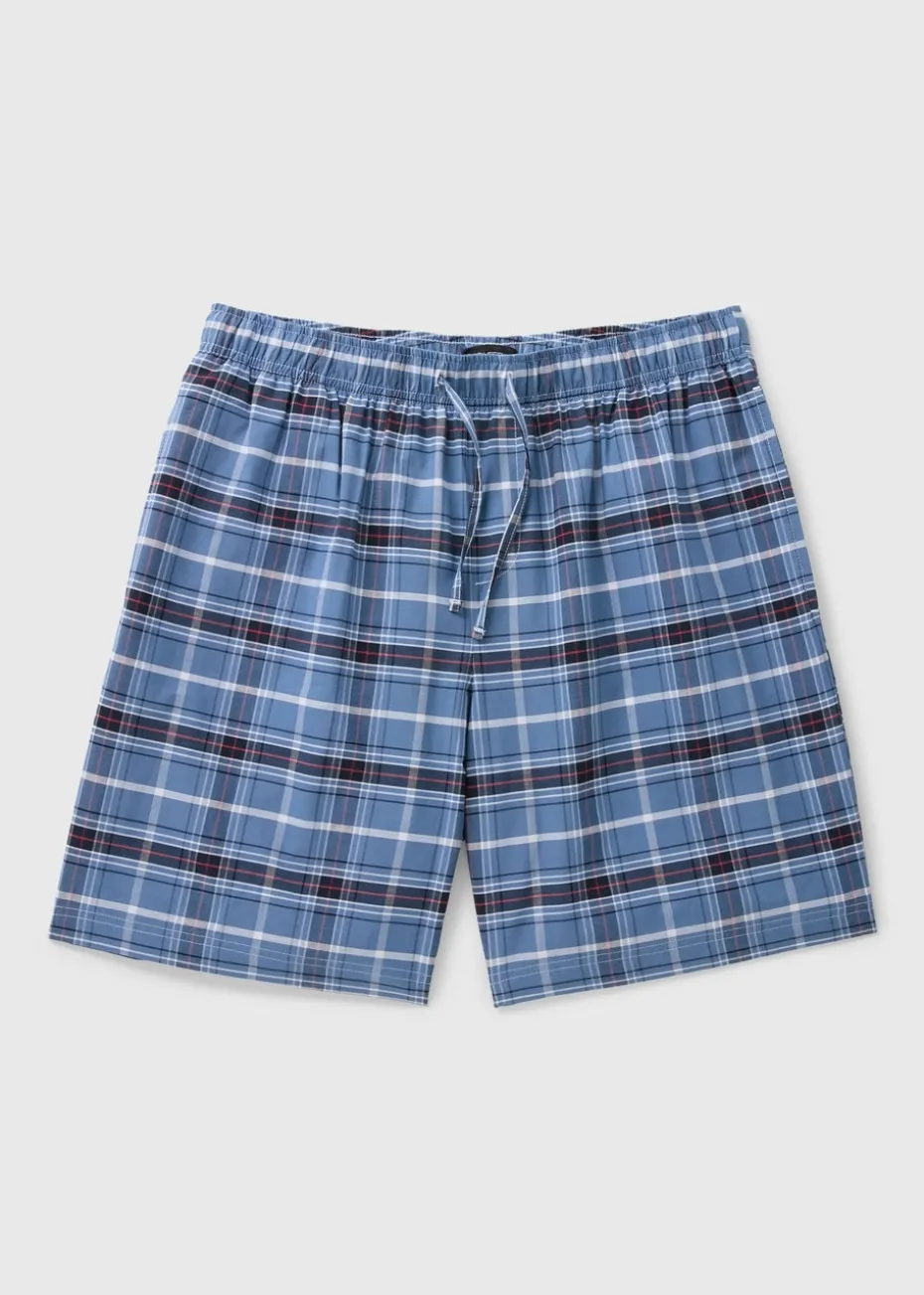 Blue Woven Check Pyjama Shorts
