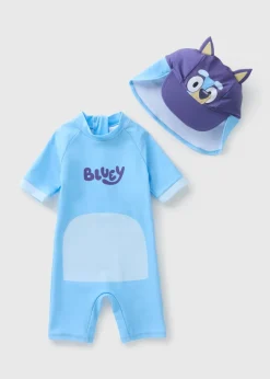 Bluey Kids Blue Surf Suit & Hat Set (12mths-7yrs)