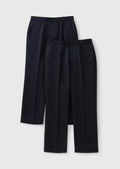 Boys 2 Pack Navy Slim Fit School Trousers (4-12yrs)